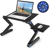 Adjustable Laptop Stand Table Desk Portable Aluminum Ergonomic Lapdesk For TV Bed Sofa PC Notebook Desk Stand With Mouse Pad Black