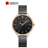CURREN 9024 Original Brand Stainless Steel Band Wrist Watch For Women Black