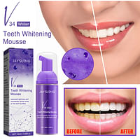 V34 Teeth Whitening and Deep Cleaning Mousse Toothpaste | Toothpaste Mousse Cleaning Whitening Remove Yellow Teeth Remove Tooth Stains Prevent Tooth Decay - 50ml
