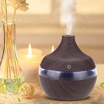 300ml Wood Grain LED USB Color-Changing Humidifier Colorful Night Light Mist Maker for Office Car Home