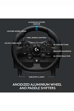 Logitech G923 Wireless Racing Wheel And Pedals For Xbox featuring Trueforce Up to 1000 Hz Force Feedback, Responsive Pedal, Dual Clutch Launch Control, And Genuine Leather Wheel Cover