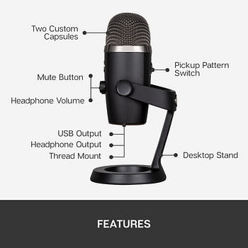 Blue Yeti Nano Multi-Pattern USB Condenser Microphone (988-000400) Black