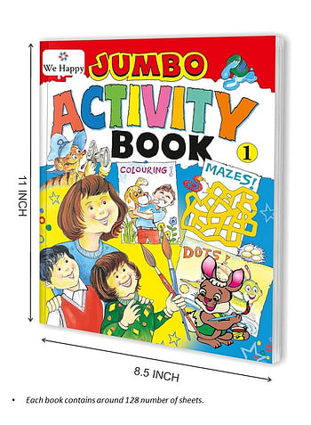 حزمة من 2 وي هابي كتاب التلوين والأنشطة الجامبو -1 أنشطة تعليمية وممتعة للأطفال الذين يعانون من تحديات مختلفة ورسومات وألعاب ممتعة
