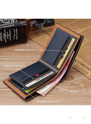 Men Leather Wallet Durable Bifold Design with Multiple Card Slots Dark Brown