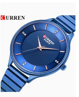 Curren 9041 Original Brand Stainless Steel Band Wrist Watch For Women / Blue