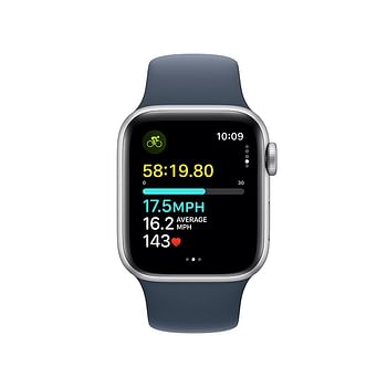 Apple SE (2nd Gen) (2023) 40MM/ML (GPS) Smart Watch (MRE23LL/A) Silver Aluminum / Storm Blue