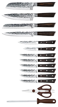 15-piece Block Knife Set with Sharpener and Scissor | Kitchen Knife Set for Home| Knife Set with Stand | Professional Knife Set | Chef Knife Professional | Kitchen Knives | Block Knife Sharpener