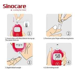 نظام مراقبة نسبة الجلوكوز في الدم الذكي SINOCARE Safe AQ مع 50 شريط اختبار و50 مشرط (حزمة)