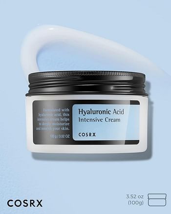 COSRX Hyaluronic Acid Moisturizing Cream, Long-lasting Hydration, Rich Moisturizer for Sensitive Skin - 3.53 Oz