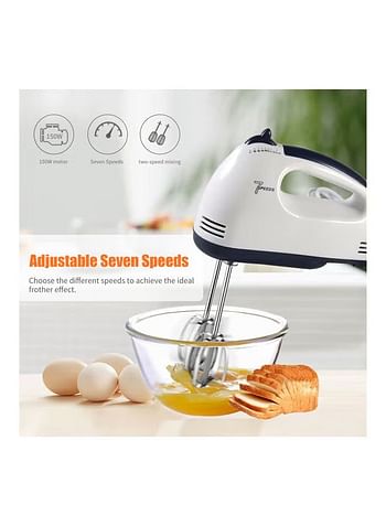 7 Speed Stainless Steel Whisk Automatic Electric Egg Beater With EU Plug 0 L MH1074 White