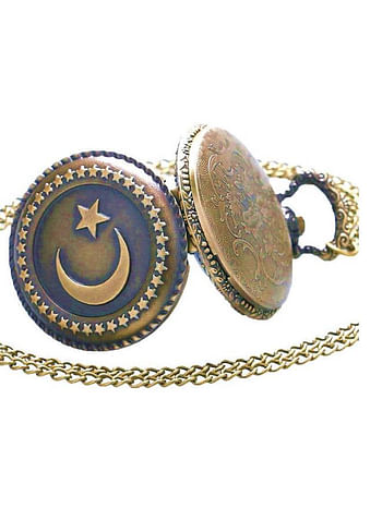 Yash Turkey Flag Design Moon Star Quartz Pocket Watch