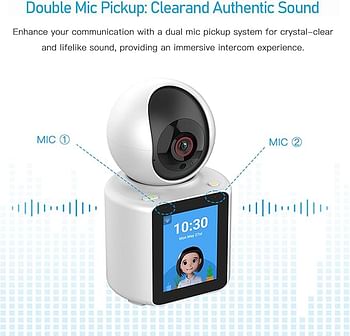 Smart Security Camera Two Way Remote Video Call 350°Rotational Wireless WiFi Camera with Night Vision Human and Motion Detection, Indoor plug-in Monitor with App for Elderly Baby Pet - White