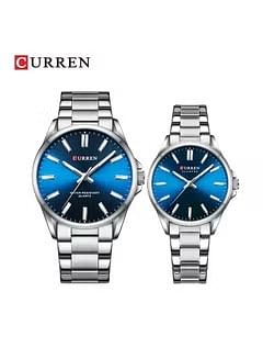 Curren 9090 Fashion Lovers Couple Wristwatch Stainless Strap Japanese Quartz Movement ,Waterproof Appointment Watches