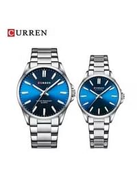 Curren 9090 Fashion Lovers Couple Handwatch غير القابل للصدأ حزام حركة كوارتز اليابانية ساعات تعيين مقاوم للماء