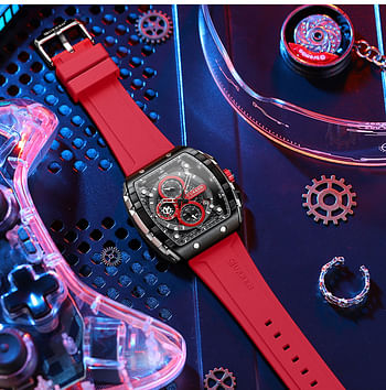 CURREN Original Brand Rubber Straps Wrist Watch For Men 8442 Red