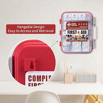 RHINO RESCUE 350 Pieces OSHA All-Purpose First Aid Kit, Home and Office Professional Medical Supplies, Ideal for Emergency, School, Business FSA HSA Eligible