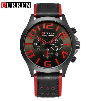 CURREN 8244 Original Brand Leather Straps Wrist Watch For Men - Brown And Black