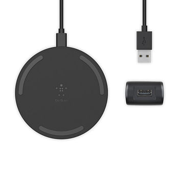 Belkin BOOST UP Wireless Charging Pad - 10W Fast Qi Certified for iPhone 11/11Pro/ 11 Pro Max/Xs Max/XR/XS/X/8 Plus/8, Samsung Galaxy Note 10, 10+, Huawei  & other QI enabled devices - Black