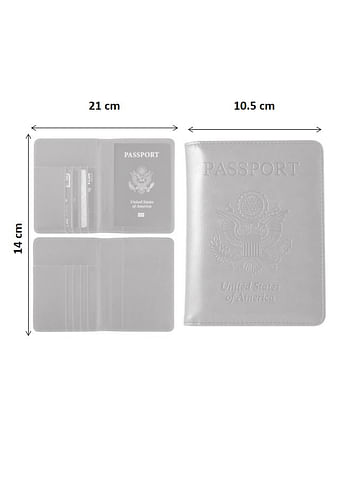 We Happy Travel Passport ID Card Wallet Holder Cover RFID Blocking Leather Purse Case USA Grey