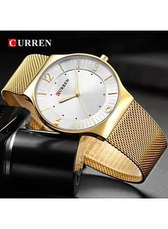 CURREN Men's Water Resistant Analog Watch 8304 - 37 mm - Gold