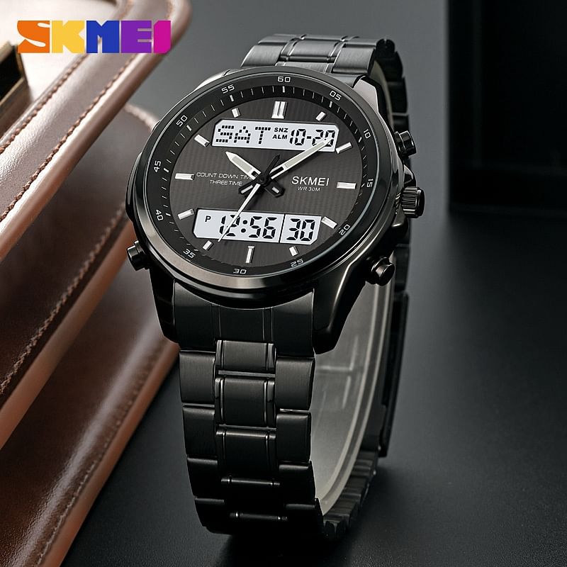 SKMEI  Men Electronic Watch Dual Display Electronic Watch Multifunctional Waterproof Watch Fashion Business Style For Men  2049.