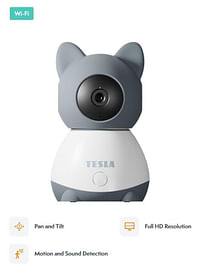 Smart 360 Degree Baby Camera with Motion & Sound Detection & HD Resolution & Tesla Home App - Grey