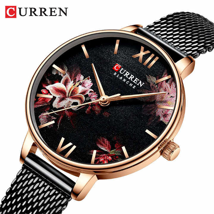 CURREN 9059 Women Watch Female Waterproof Clock Stainless Steel Bracelet Flower Classic Ladies Wristwatch  .