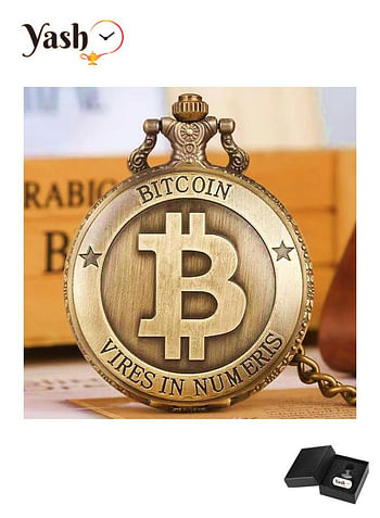 Yash Bitcoin Design Quartz Pocket Watch