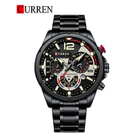 Curren 8395 Original Brand Stainless Steel Band Wrist Watch For Men / Black