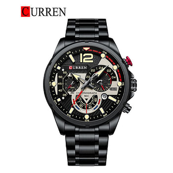 Curren 8395 Original Brand Stainless Steel Band Wrist Watch For Men / Black