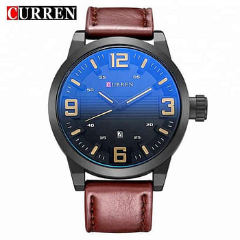 Curren 8241 Original Brand Leather Straps Wrist Watch For Men / Brown