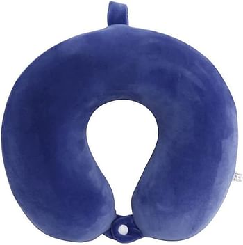 Comfort Memory Foam Travel Pillow Portable Head & Neck Support Cushion Neck Pillow Super Soft Flight Pillow for Camping Travelling Sleeping Resting in Car or Airplane (Blue)