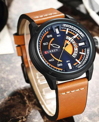 CURREN 8298 Young Vogue Design Wrist Watch Hot Fashion Creative Dial Quartz Men Watches Leather Strap Male Clock Montre Homme Brown/Black