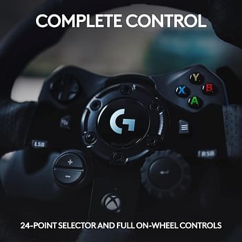 Logitech G923 Racing Wheel and Pedals for Xbox Series X|S, Xbox One and PC featuring TRUEFORCE up to 1000 Hz Force Feedback, Responsive Pedal, Dual Clutch Launch Control, and Genuine Leather Wheel