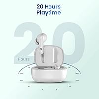 True Wireless Bluetooth Earpods | with Mic | Upto 20 Hours Playtime | ENC Enabled | Type C Fast Charge | Smooth Sync | 13mm Driver | Swear Resistant | Touch Control | Glossy White... TOR 222 TORETO