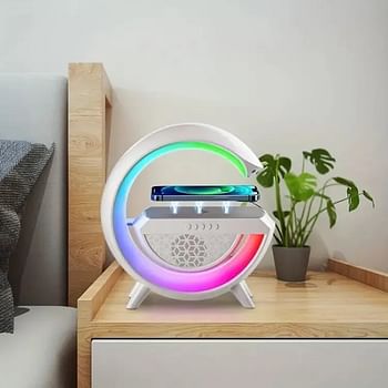 4 In 1 Bluetooth Speaker Colorful Night Lamp 10W Multifunctional Wireless Charger LED Atmosphere RGB Night Light Alarm Clock Desk Lamp Bluetooth Speaker Wireless Charging Modern Speaker