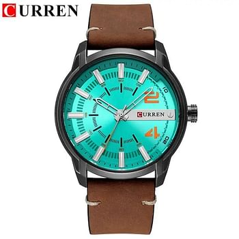 CURREN 8306 Men's Watches Brand New Casual Business Military Quartz Wristwatch Leather Strap Clock Masculine Hombre Brown/Green