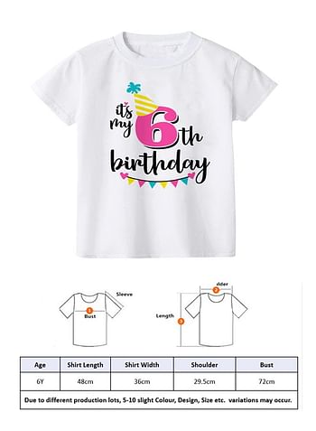 Its My 6th Birthday Party Boys and Girls Costume Tshirt Memorable Gift Idea Amazing Photoshoot Prop Pink