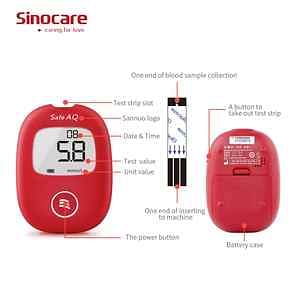 SINOCARE Safe AQ Smart Blood Glucose Monitoring System With 50 test strips And 50 Lancets (Bundle)