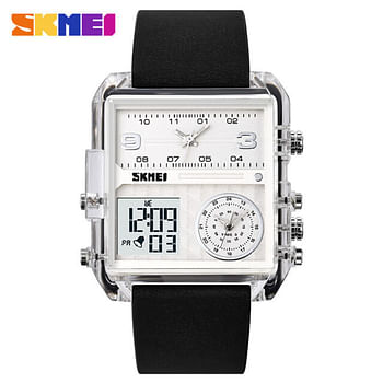 SKMEI 2021 Transparent  Case  Square Watch w/ Three Dials.