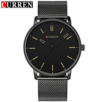 CURREN 8233 Original Brand Stainless Steel Band Wrist Watch For Men black