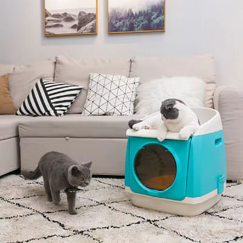 Pakeway Free Cabin Litter Box 45.9x54.9x49.2cm - Cyan