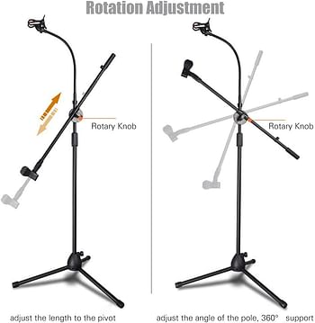 Heavy Duty Adjustable Dual Mike Stand Condenser Microphone Stand for Studio Recording Mic Stand for Singing Microphone Stand With Mobile Holder