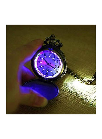 Yash Bronze Train Themed With LED Light Quartz Pocket Watch.