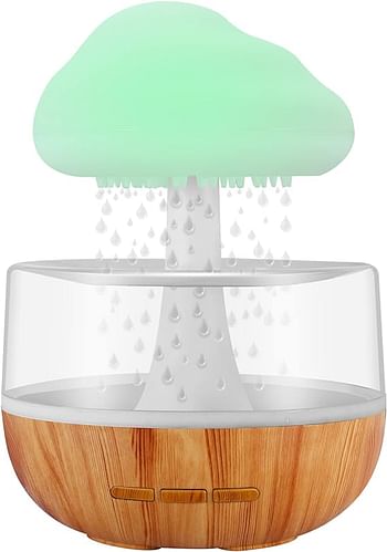 Raining Cloud Night Light Aromatherapy Essential Oil Diffuser Micro Humidifier Desk Fountain Bedside Sleeping Relaxing Mood Water Drop Sound (White)