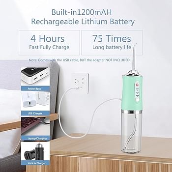 Portable Dental Water Floser, Professional Oral Irrigator 220ml with 3 Modes and 4 Replacement Nozzles with 360° Rotation, IPX7 Waterproof, USB Rechargeable for Travel, Home