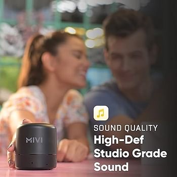 Mivi Play Bluetooth Speaker with 12 Hours Playtime. Wireless Speaker Made in India with Exceptional Sound Quality, Portable and Built in Mic-Black