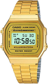 Casio Unisex Watch - A168WG-9WDF Gold Dial, Gold Band