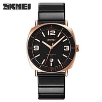 SKMEI 9280 Men's Fashion Business Watch with Calendar Steel Strap luminous Watch for men - Black, RoseGold