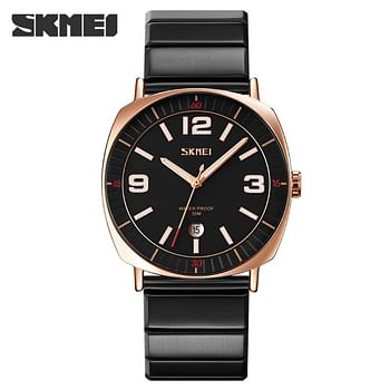 SKMEI 9280 Men's Fashion Business Watch with Calendar Steel Strap luminous Watch for men - Black, RoseGold